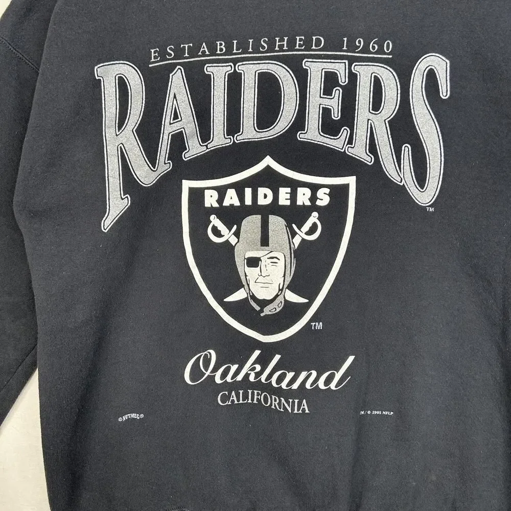 Vintage Oakland Raiders Sweatshirt Black NFL Crewneck 90s Lee Sport Graphic XL